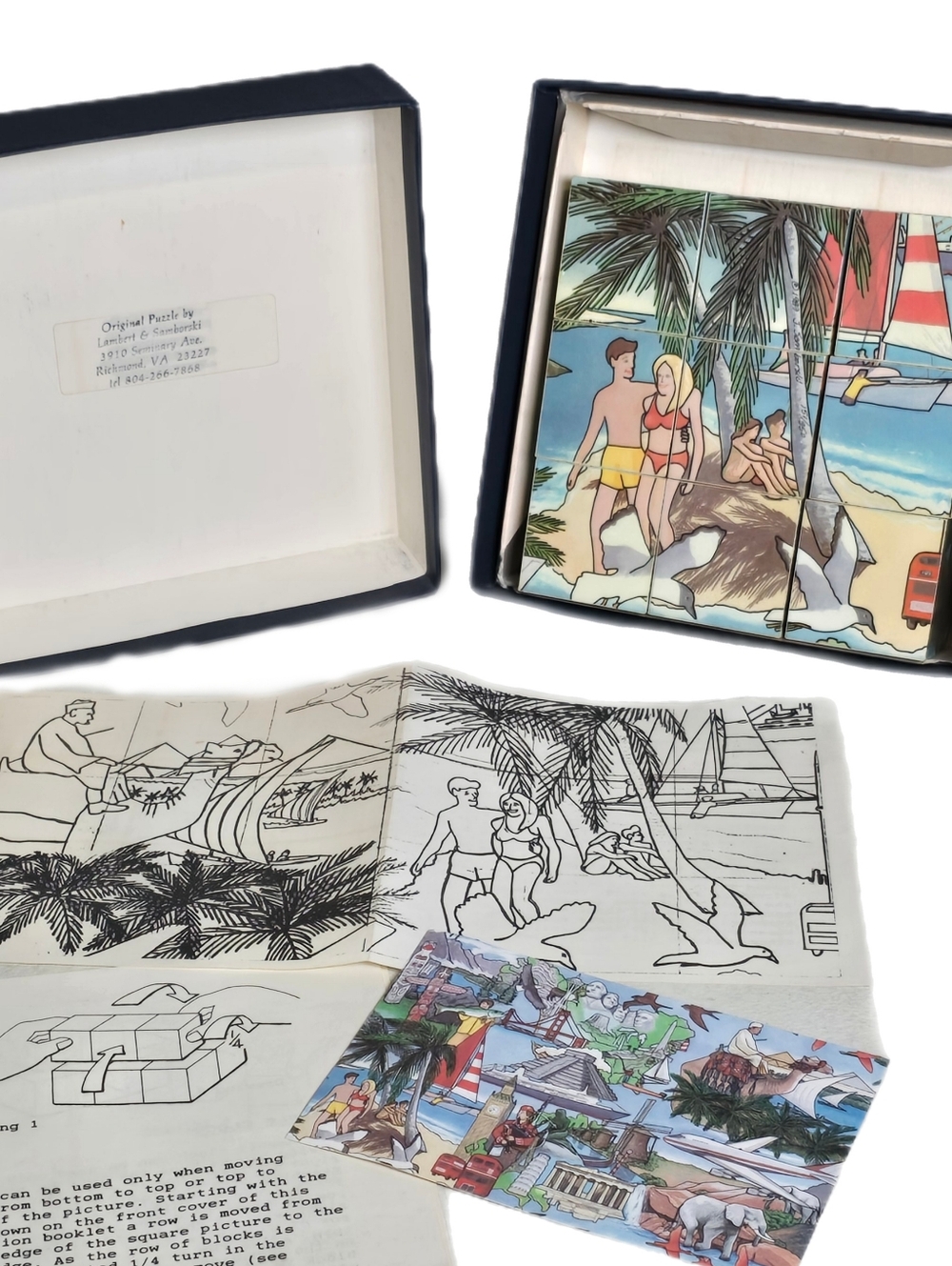 Vintage J. Samborski Wood Block Puzzle 1989 "Beyond The Horizon" #151/300 w/ Box